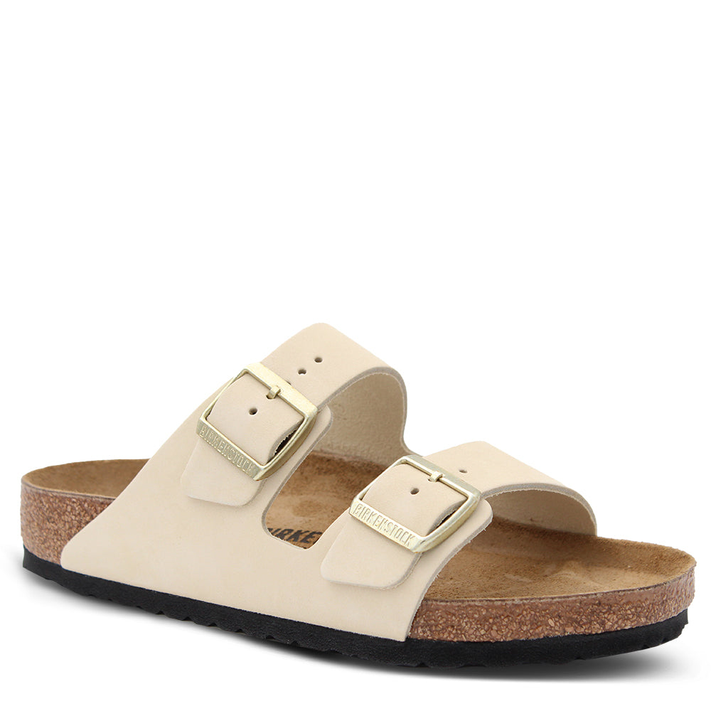 Birkenstock Arizona Nubuck Leather Slides Ecru