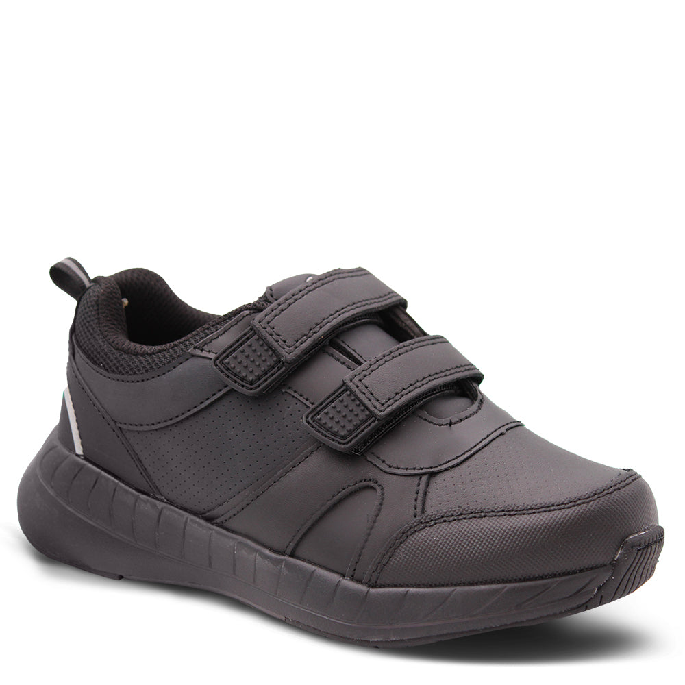 Clarks Hustle Velcro Kids School Shoes Black