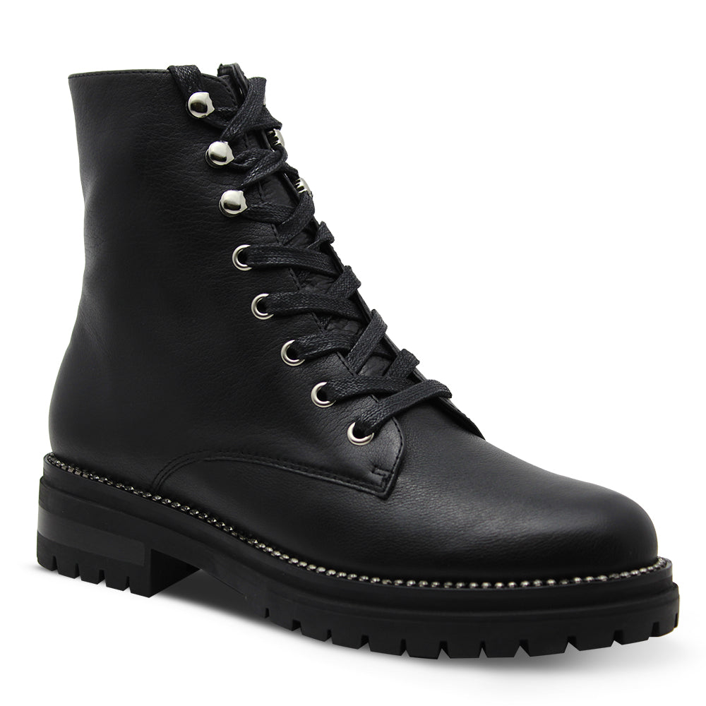 Mollini Anew Women's Flat Combat Style Boot Black