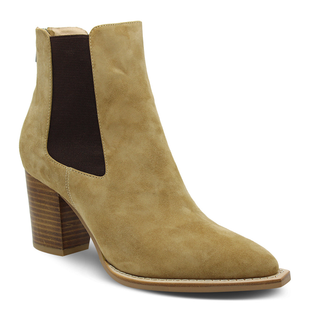 Mollini Luvar Women's Suede Heel Boot Camel