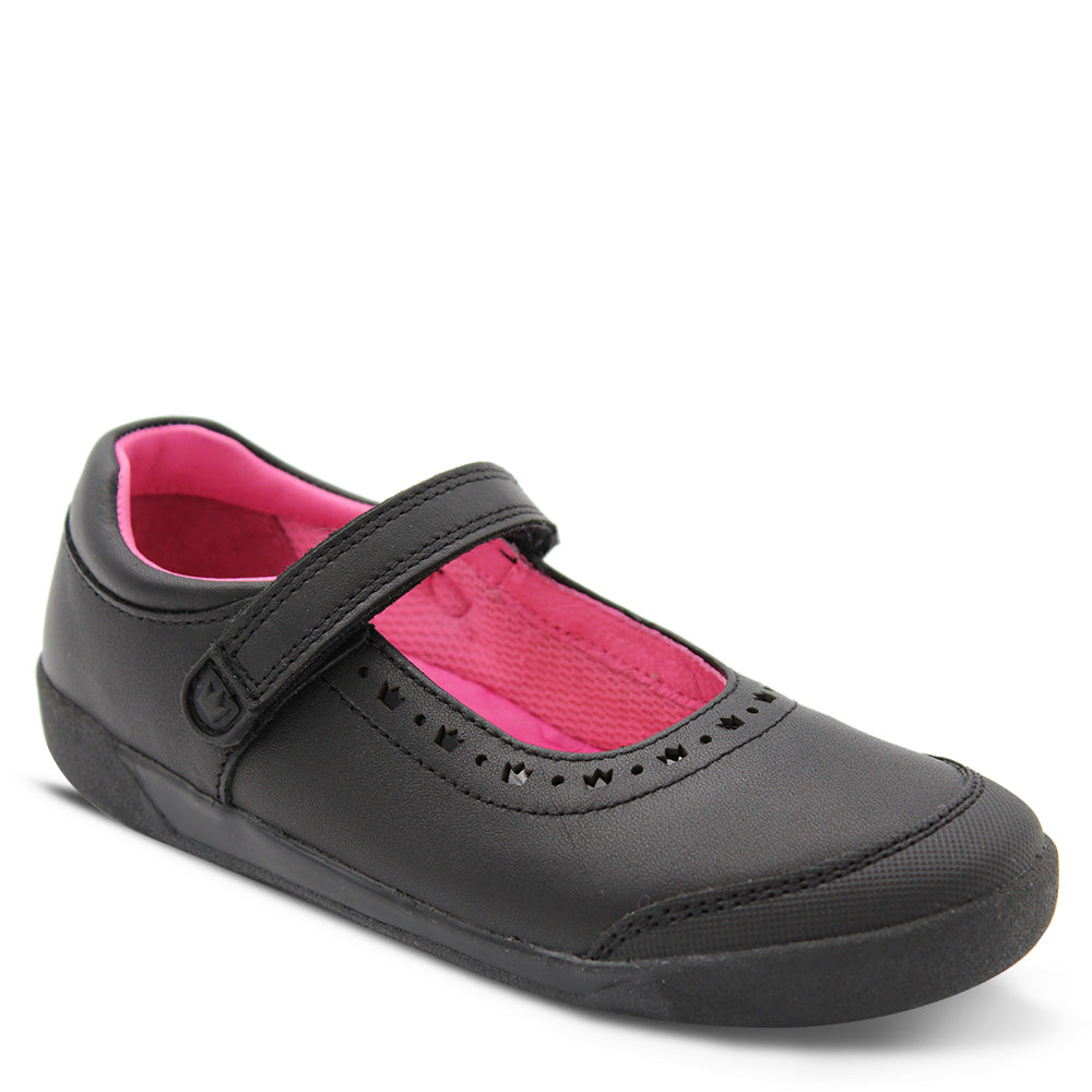 Clarks Betty Girls Velcro School Shoes Black
