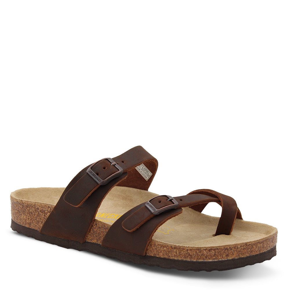 Neckermann N2729 Leather Flat Thongs Brown