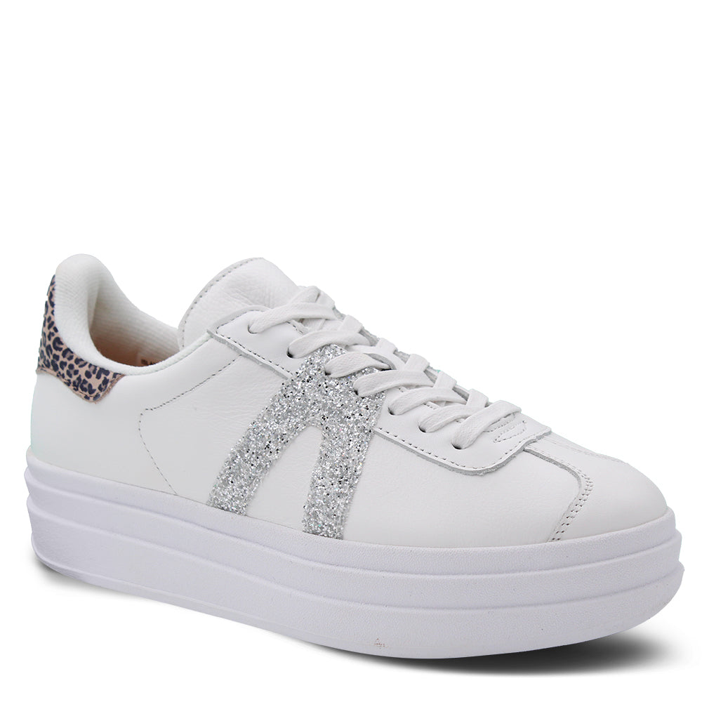 Alfie & Evie Island Women's Platform Sneaker White Glitter