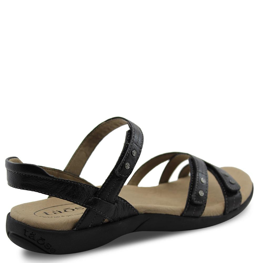 Taos Happy womens flat sandal black