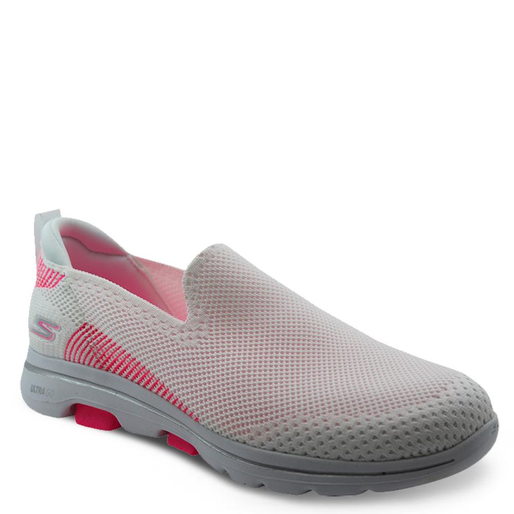 Skechers Prized White/Pink Womens Slip on