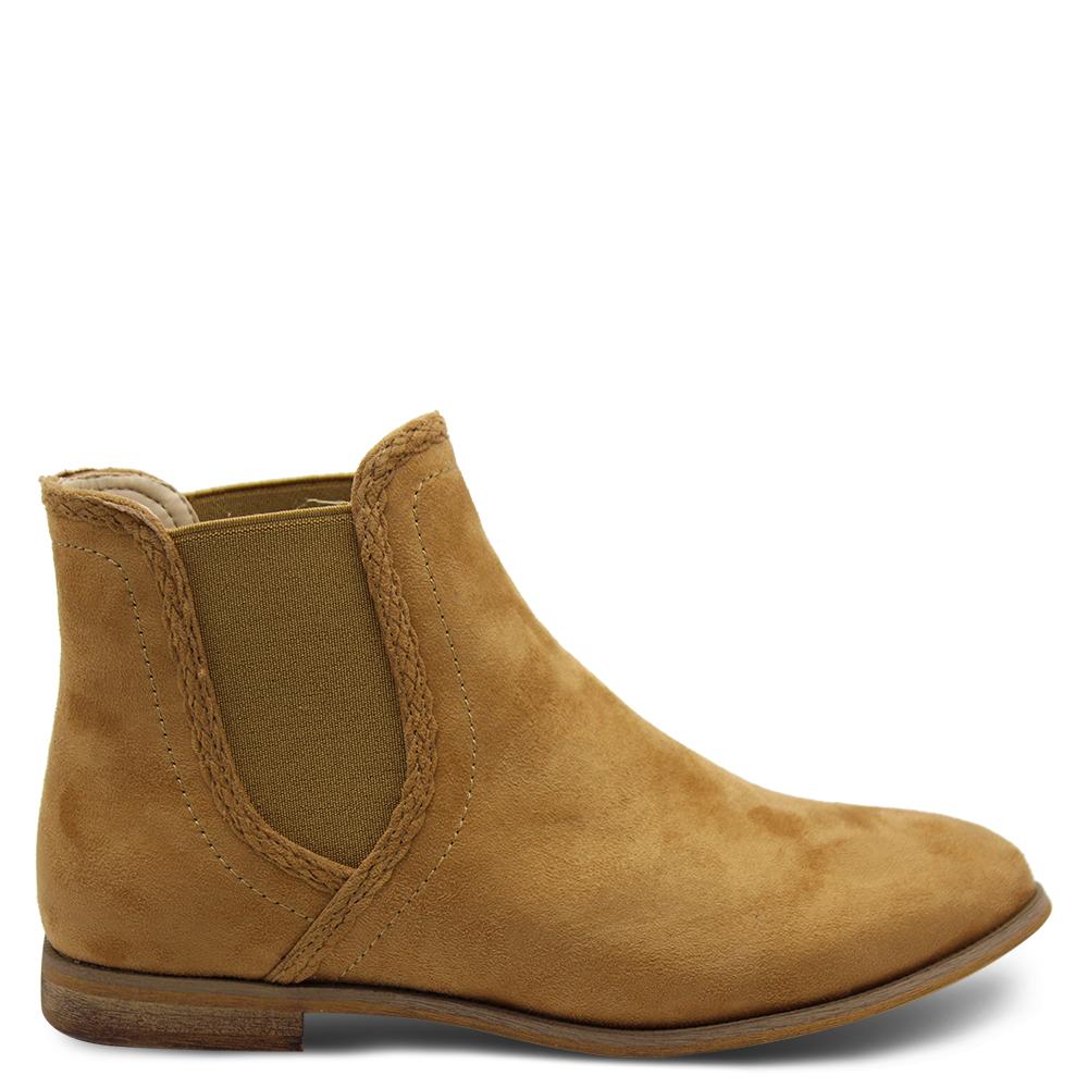 Verali Ellery womens flat ankle boot caramel