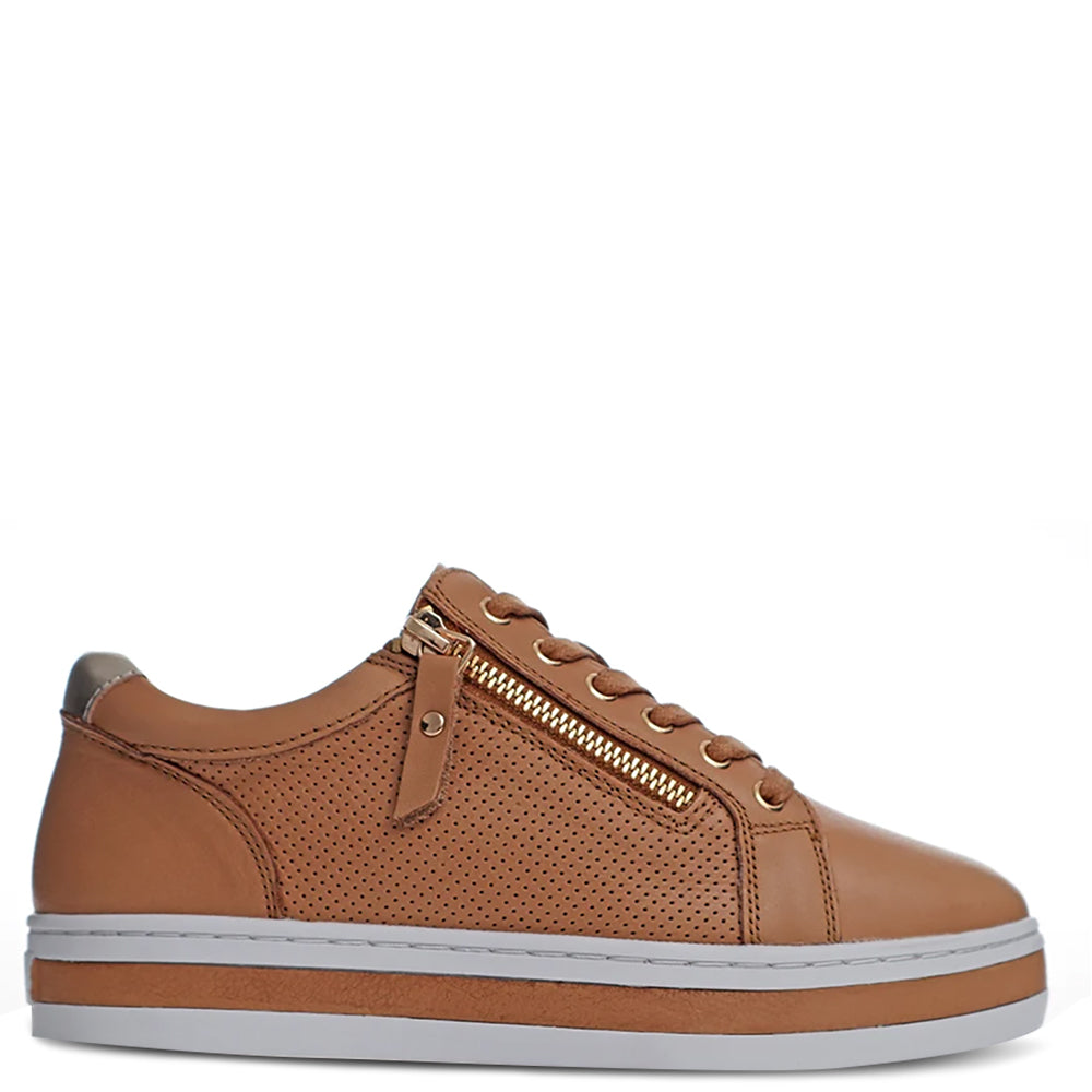 Alfie & Evie Pinny Women's Platform Sneaker Camel Gold