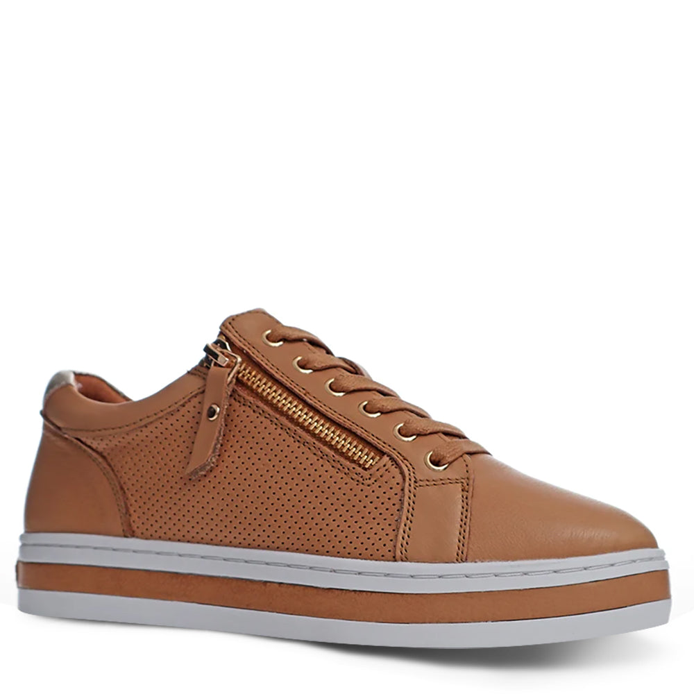 Alfie & Evie Pinny Women's Platform Sneaker Camel Gold