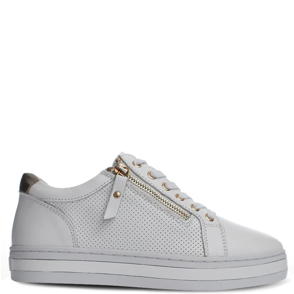 Alfie & Evie Pinny Women's Platform Sneaker White Gold