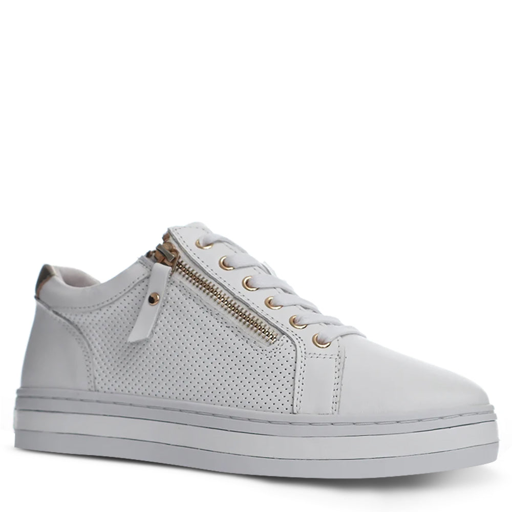 Alfie & Evie Pinny Women's Platform Sneaker White Gold