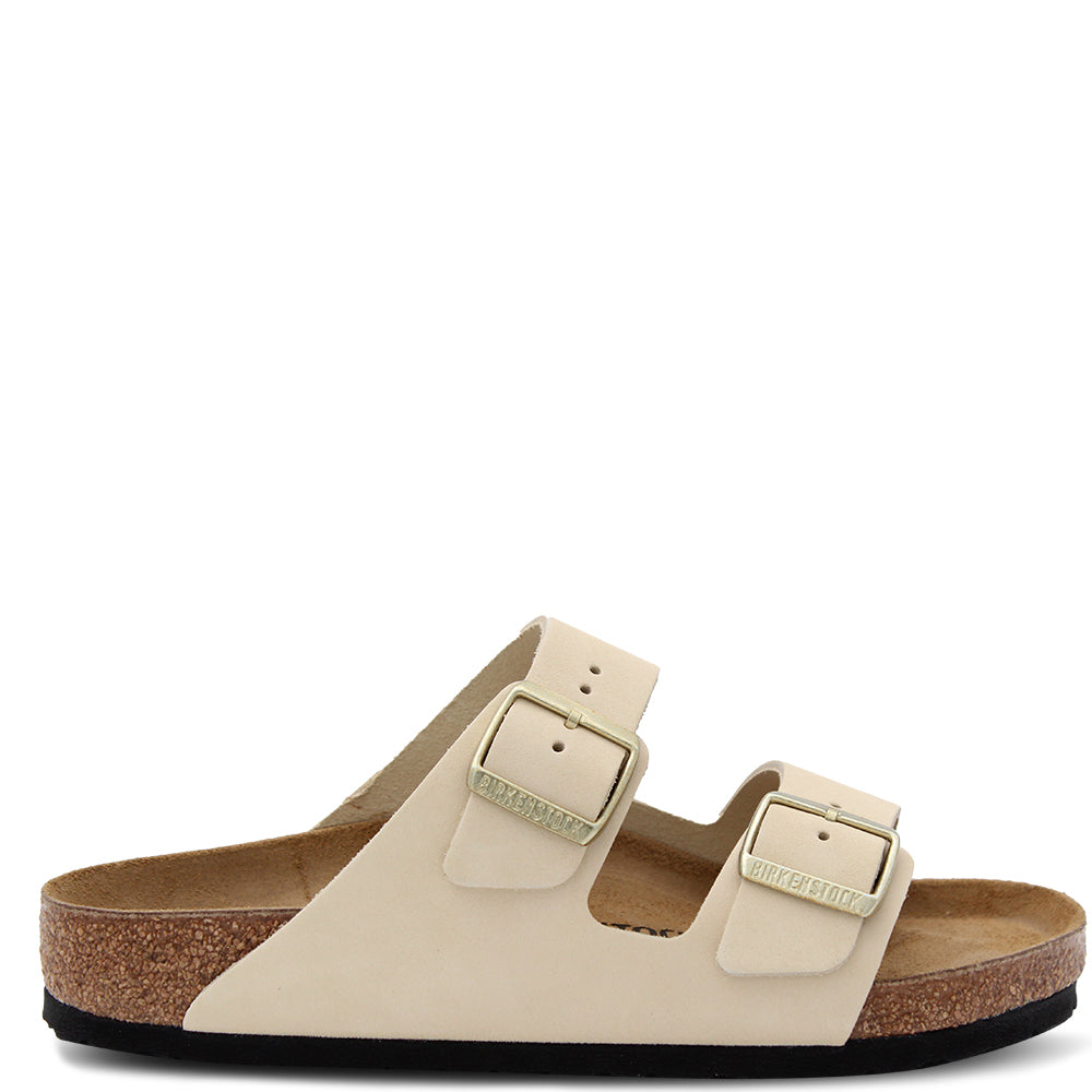 Birkenstock Arizona Nubuck Leather Slides Ecru