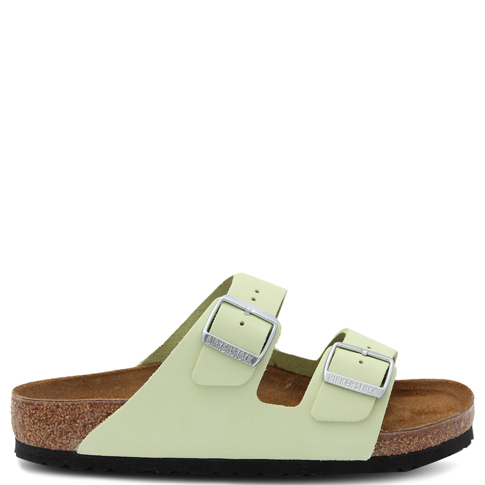 Birkenstock Arizona Nubuck Leather Slides Lime