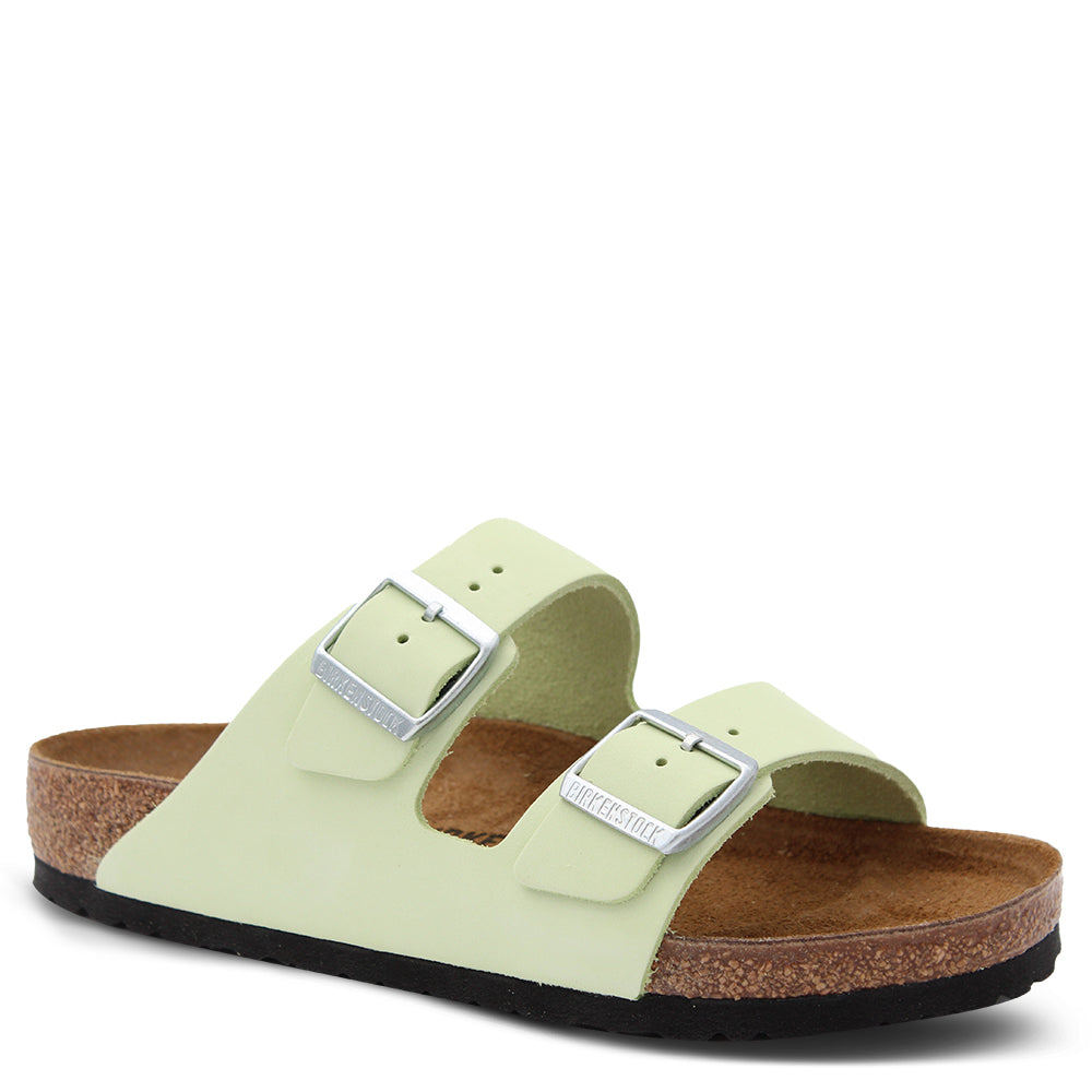 Birkenstock Arizona Nubuck Leather Slides Lime