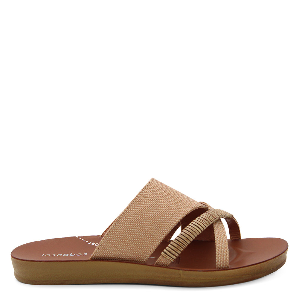 Los Cabos Bride Women's Flat Slides Caramel Rafia