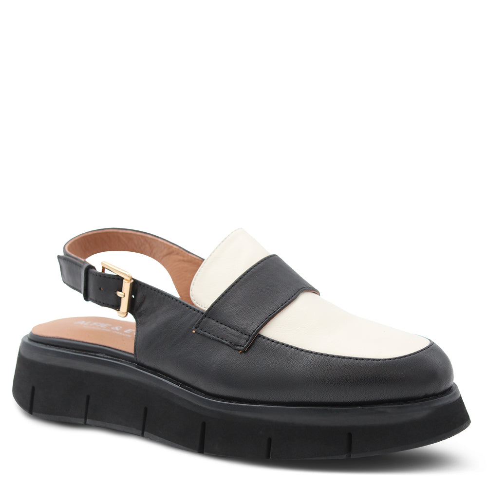 Alfie & Evie Boost Women's Slingback Loafer Black & White
