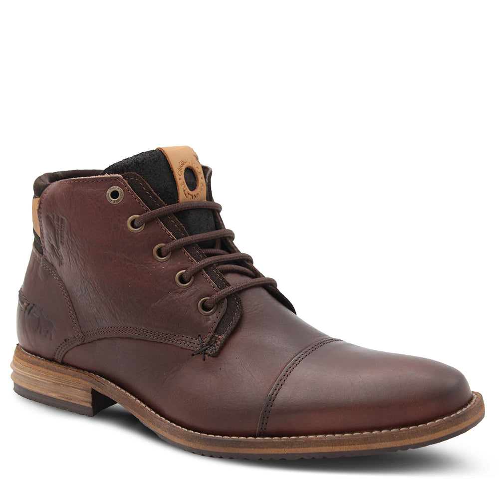 Wild Rhino Chambers Mens Casual Lace Up Boots Brown