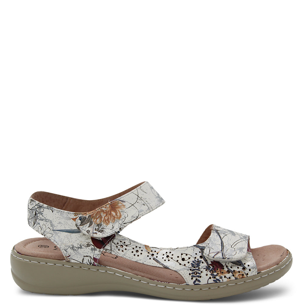 Comfort Leisure Fiona Women's FLat Sandal White Floral