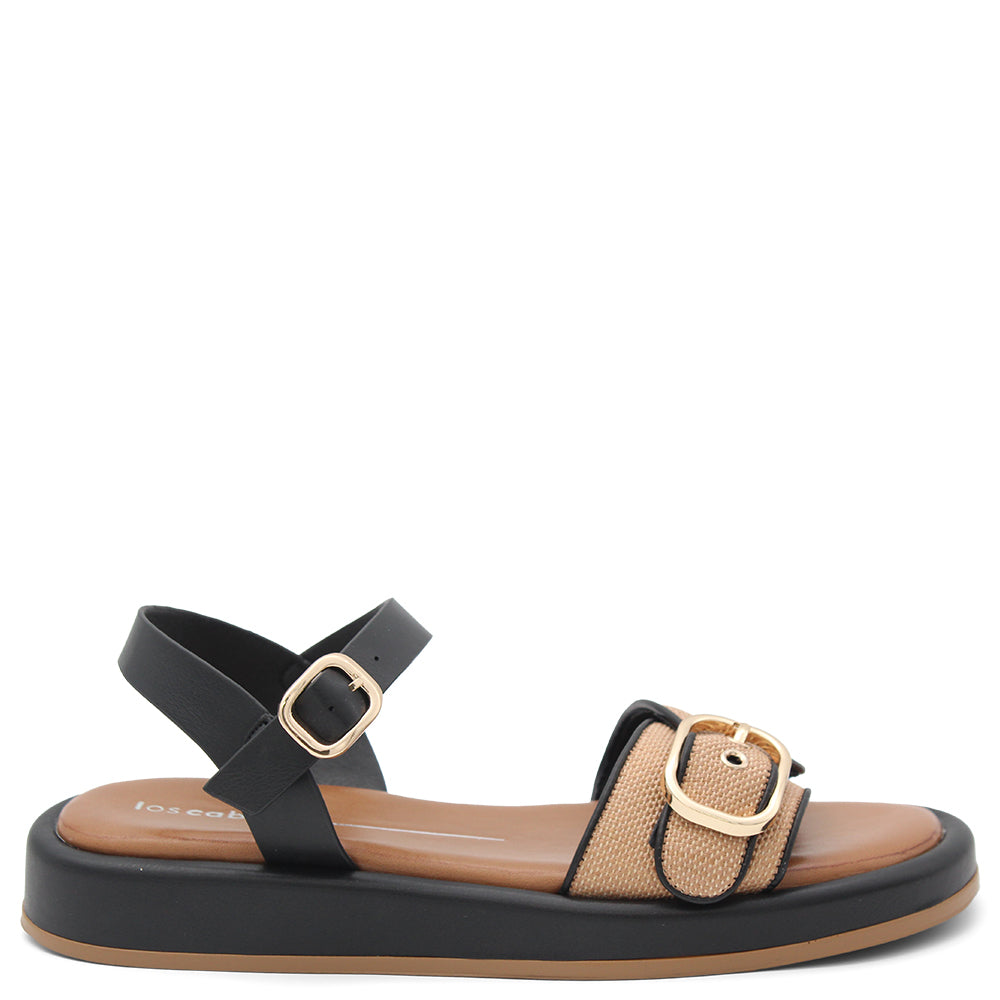 LOS CABOS GRANADA WOMENS FLATFORM SANDAL CARAMEL RAFFIA