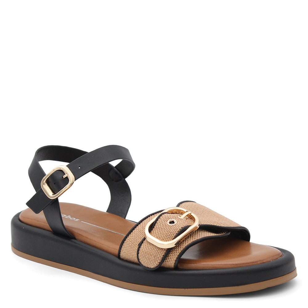 LOS CABOS GRANADA WOMENS FLATFORM SANDAL CARAMEL RAFFIA