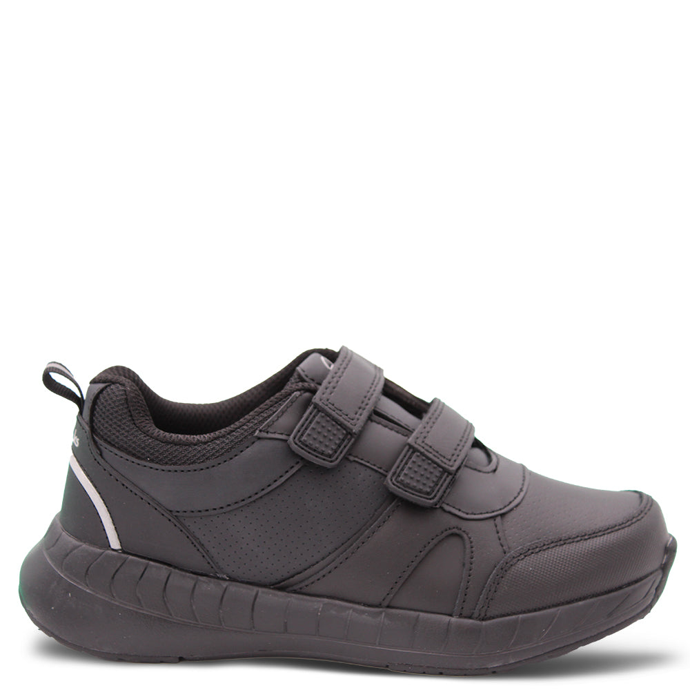 Clarks Hustle Velcro Kids School Shoes Black