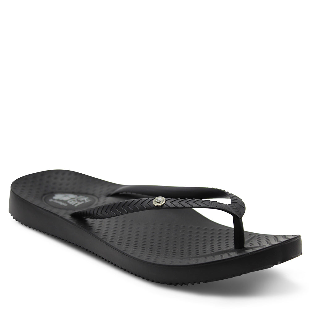 Tiki Women's Black Flat Thong