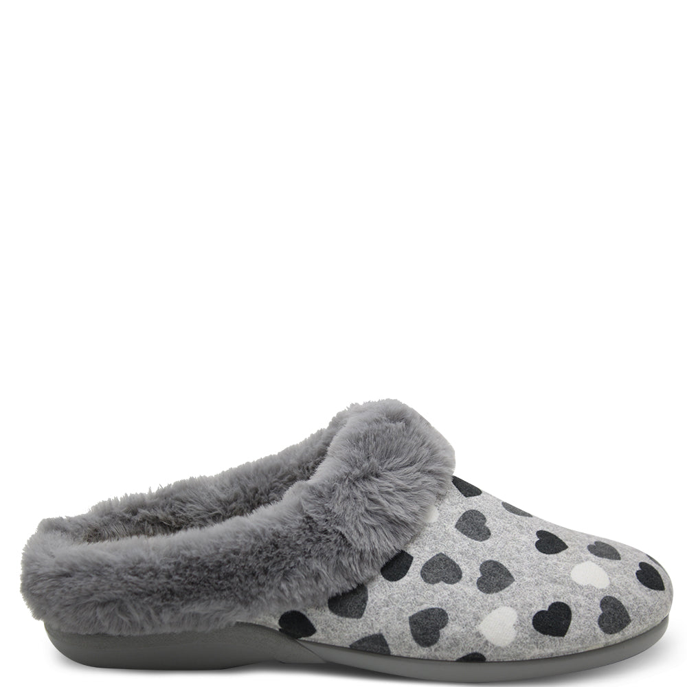 Devalverde 6028 Women's Scuff Slippers Grey Hearts Ducados