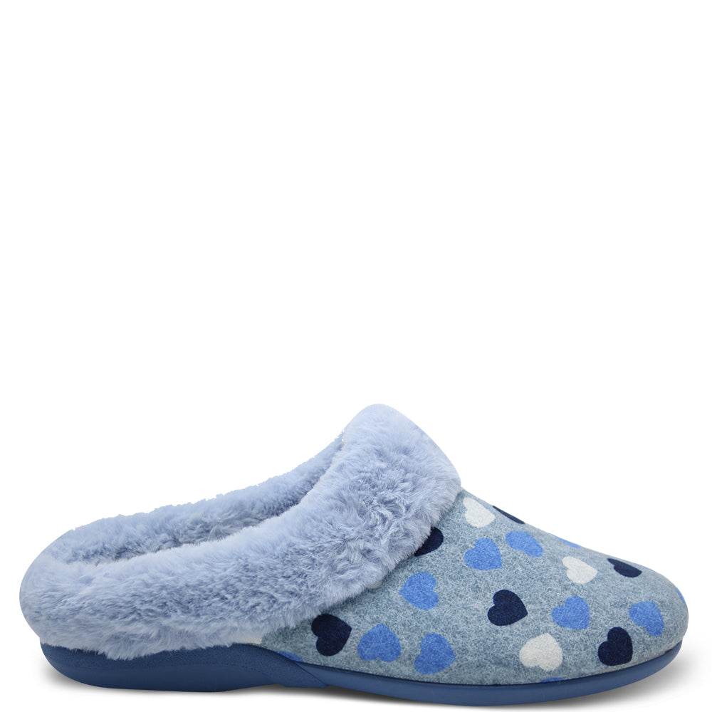 Devalverde 6028 Women's Scuff Slippers Blue Hearts Ducados