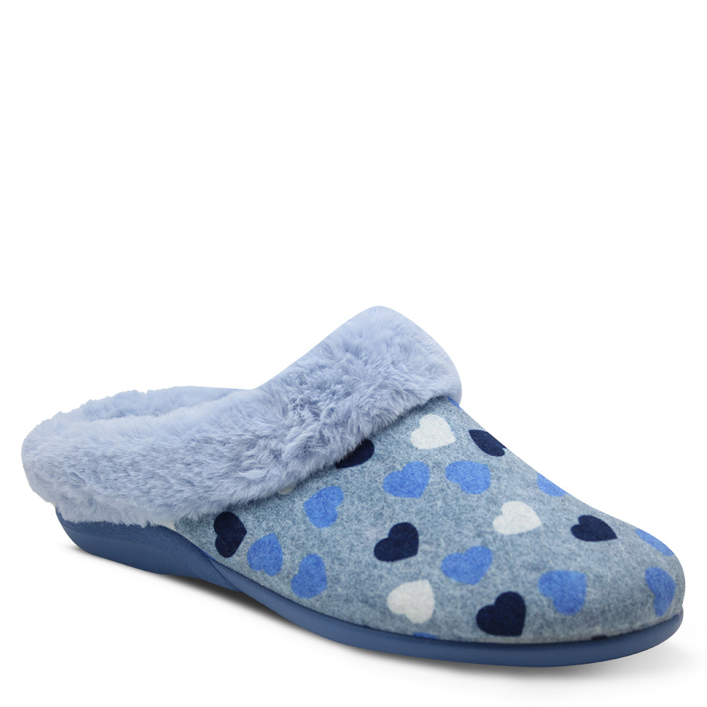 Devalverde 6028 Women's Scuff Slippers Blue Hearts Ducados
