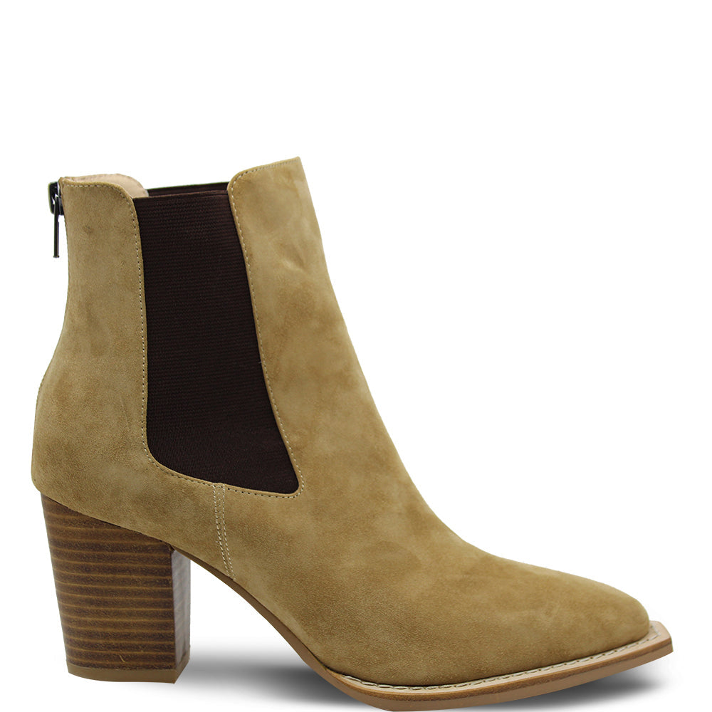 Mollini Luvar Women's Suede Heel Boot Camel