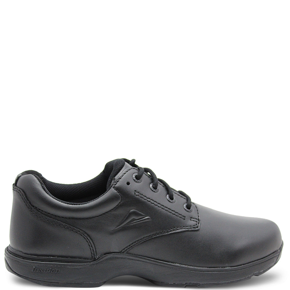 Ascent Apex Kids Black Leather School Shoes