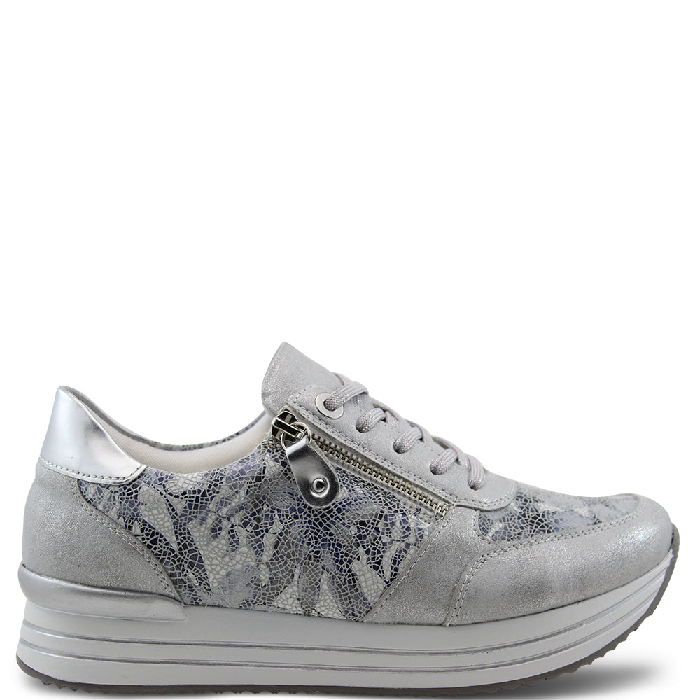 Rieker d1300 Women's Leather Sneakers Ice Metallic