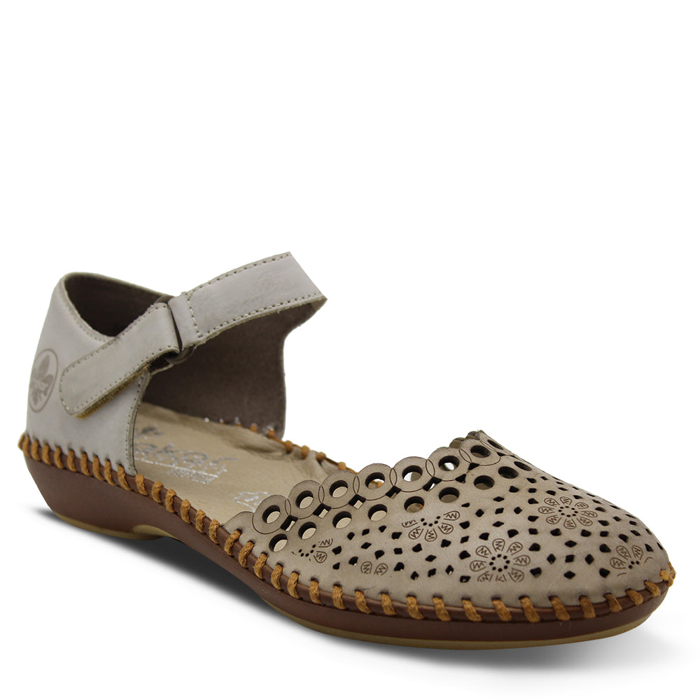 Rieker M1656 Women's Leather Flat Casual Shoes Clay
