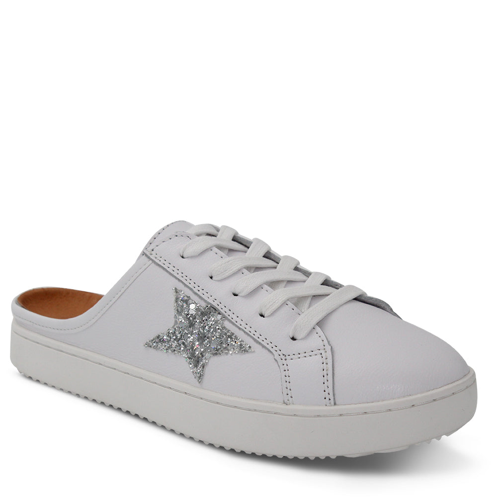 Alfie & Evie Vango Women's Mule Sneaker White Silver