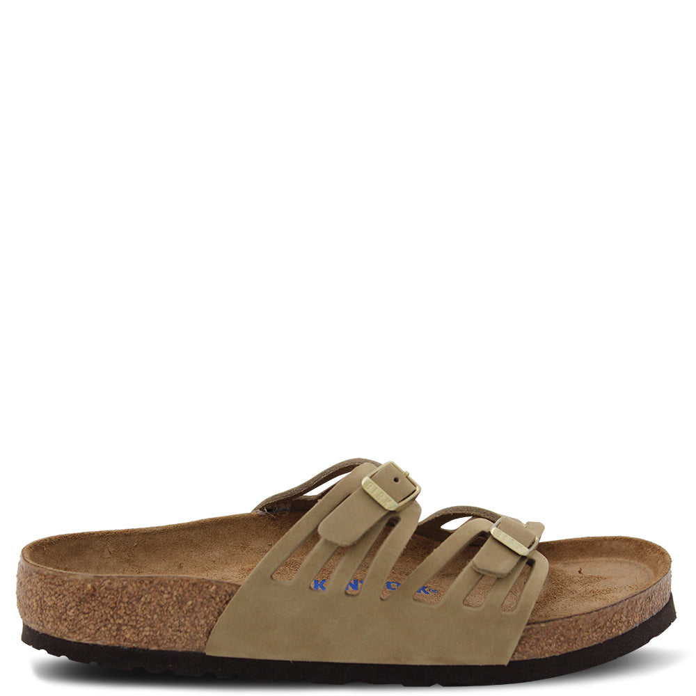 Birkenstock Granada Soft Footbed Leather Slide Khaki