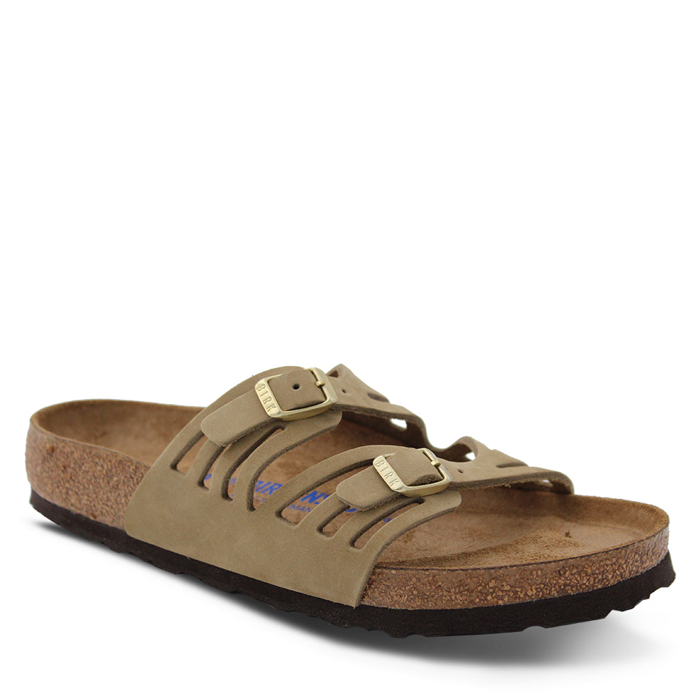 Birkenstock Granada Soft Footbed Leather Slide Khaki
