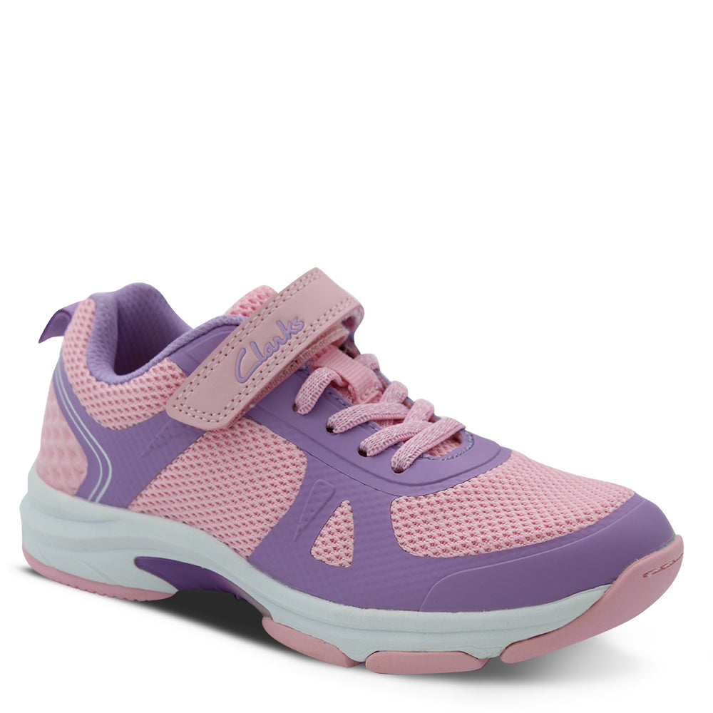 Clarks Active Velcro Kids Runners Pink/Lilac