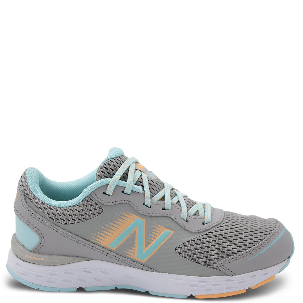 New Balance 680 GS Kids Running Shoes Grey Aqua