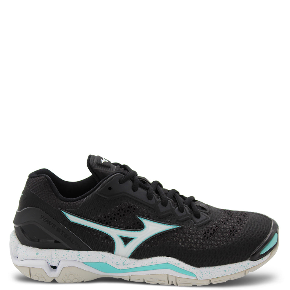 Mizuno Wave Stealth V Netball Shoes Black Aqua