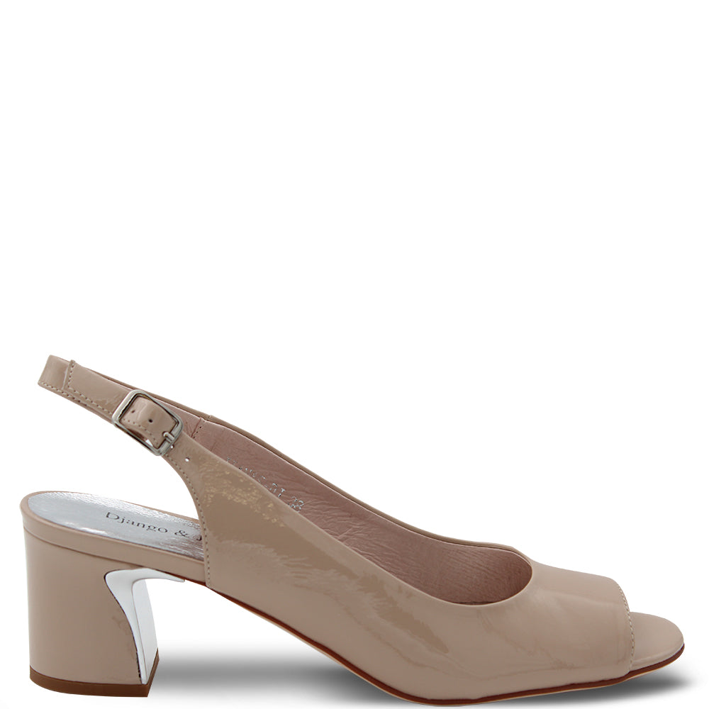 Django & Juliette Jianas Womens Heel Sandals Cafe Patent