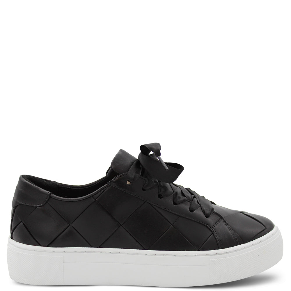 EOS Footwear Woven Leather Women's Sneakers Black