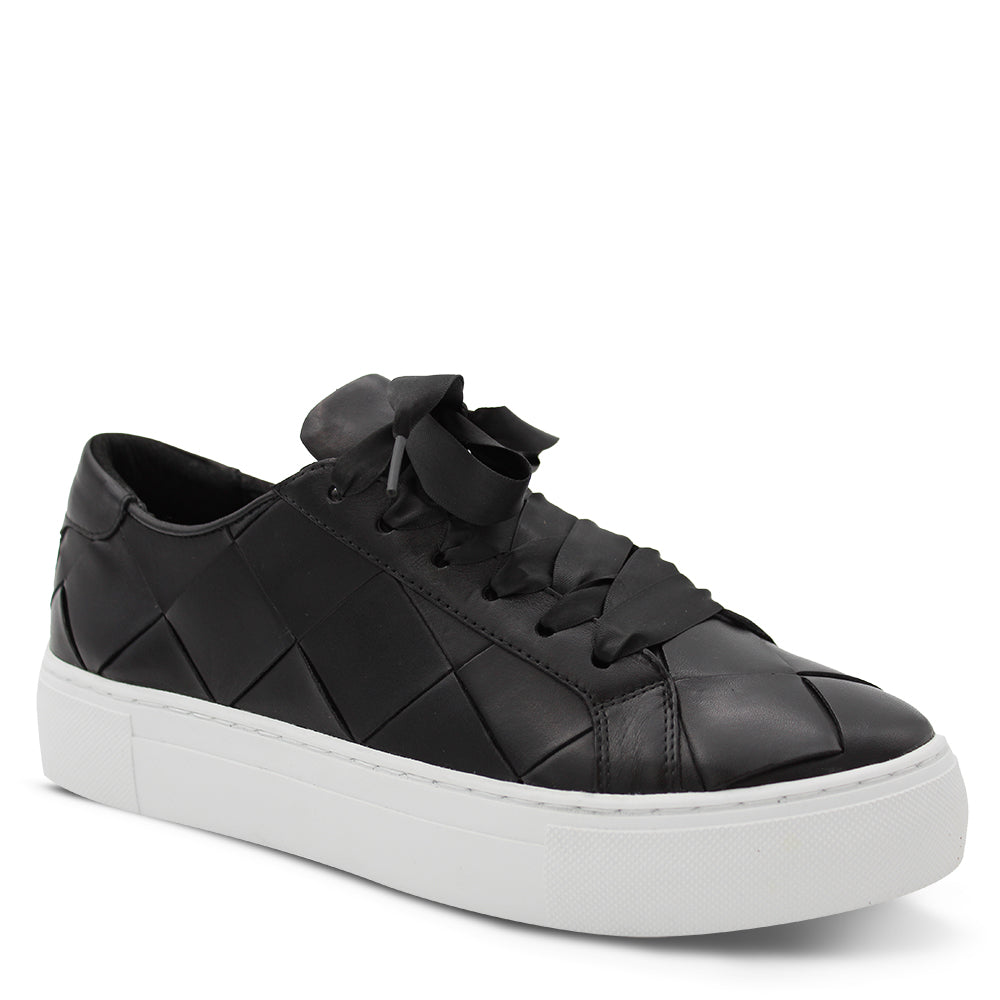 EOS Footwear Woven Leather Women's Sneakers Black
