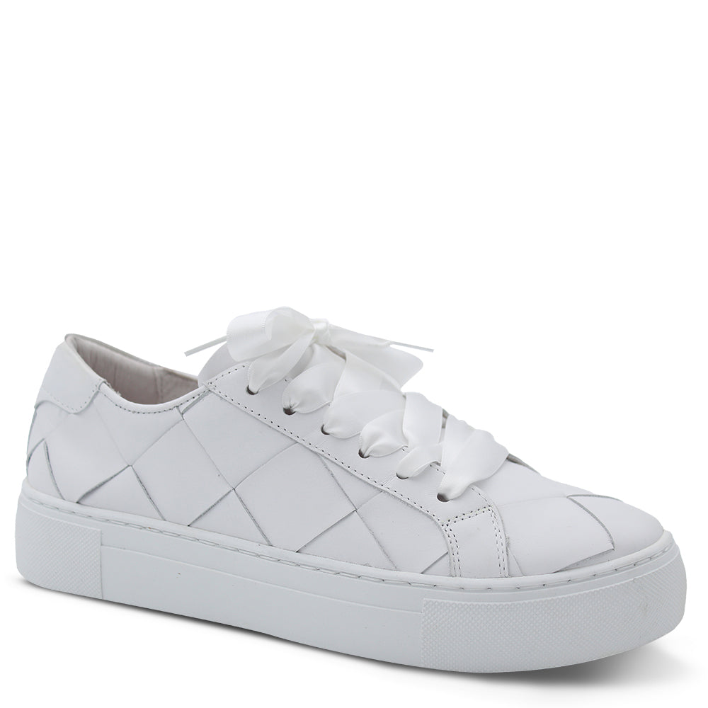 EOS Footwear Woven Leather Women's Sneakers White