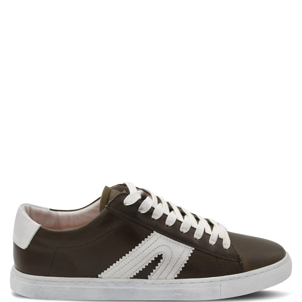 EOS Footwear Burn Women's Leather Sneakers Dark Olive