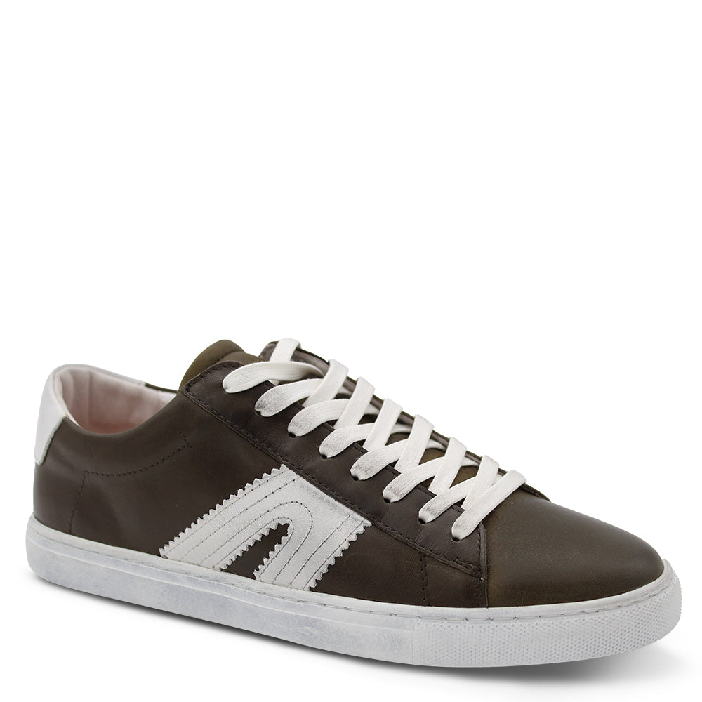 EOS Footwear Burn Women's Leather Sneakers Dark Olive