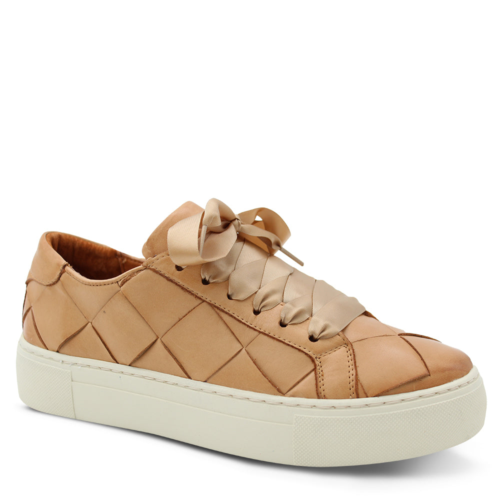 EOS Footwear Woven Leather Women's Sneakers Tan