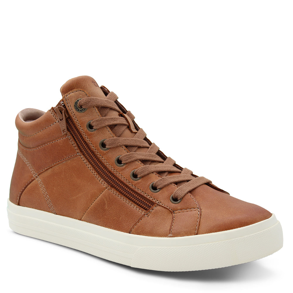 Taos Winner Women's Hi Top Leather Sneaker Boot Caramel;