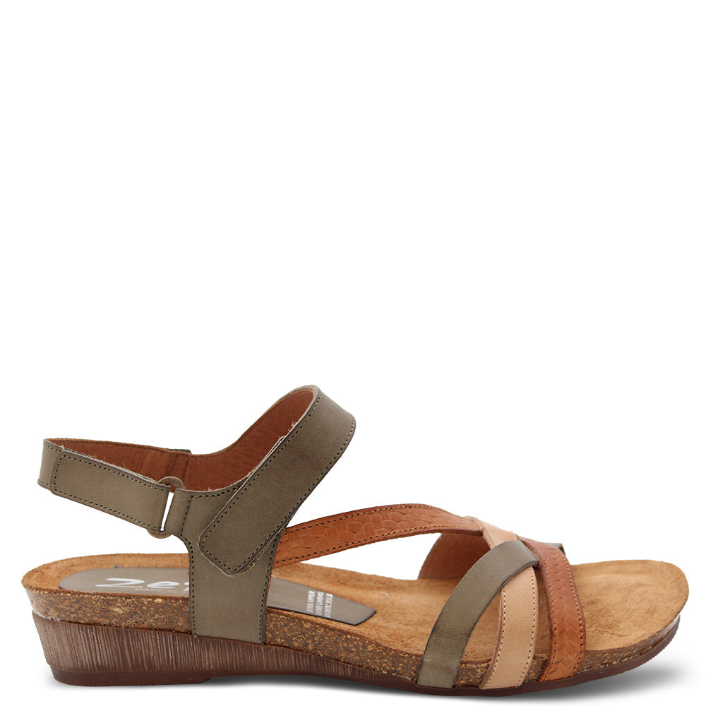Zeta Ocean Women's Flat Sandals Tan Olive