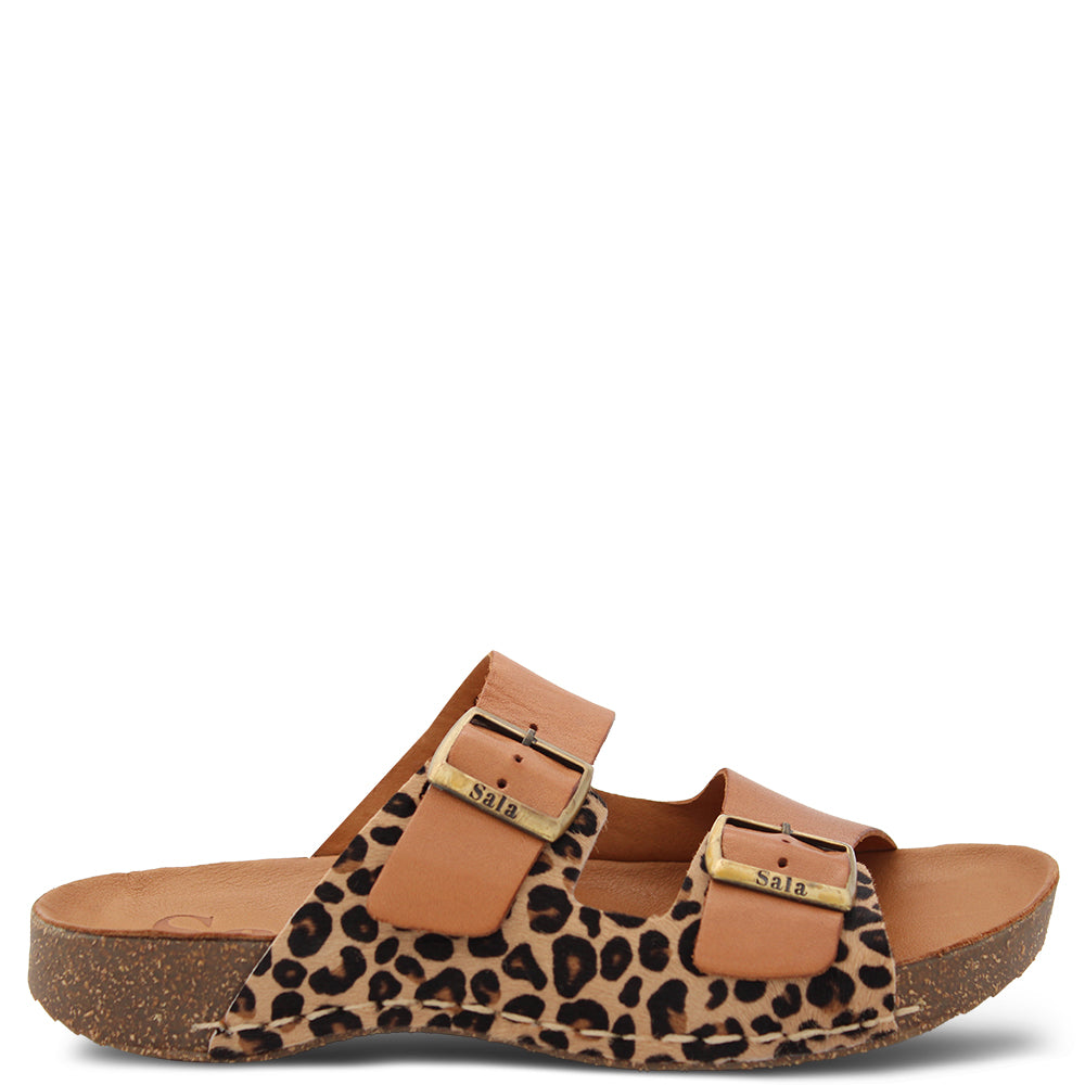 Sala Papillo women's flat slide ocelot