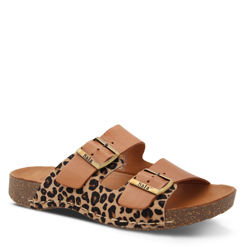 Sala Papillo women's flat slide ocelot