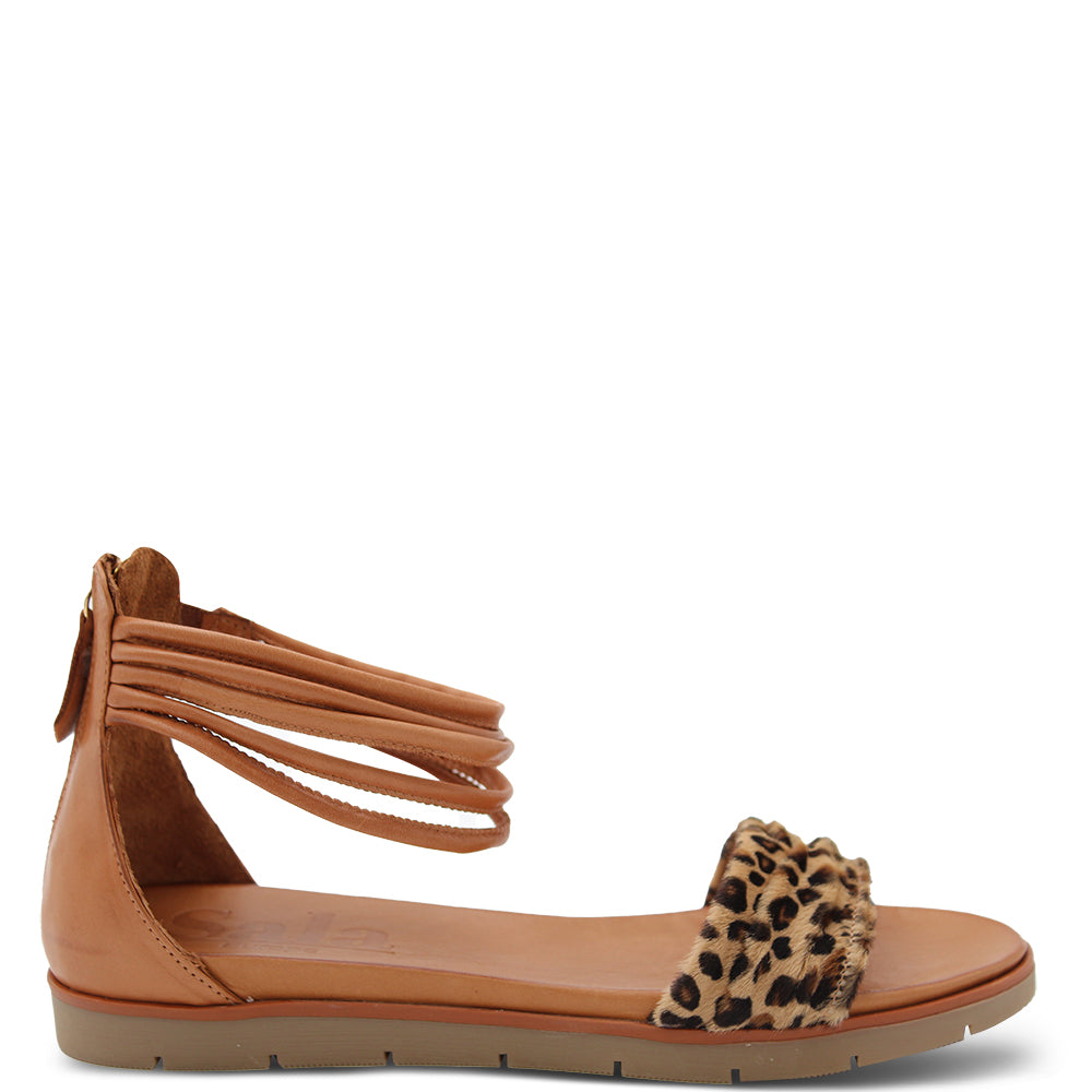 Sala Lucille women's flat sandals Tan Ocelot